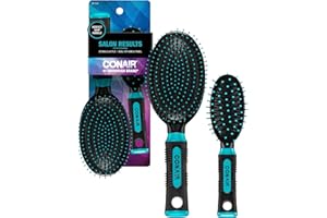 Conair Salon Results Hairbrush Set - Travel Hair Brush - Hairbrushes for All Hair Types - curly hair brush - hairbrush - detangler brush - Travel size + Full-size Brush