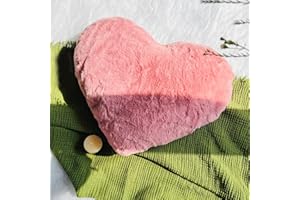 EastTree Heart Pillows, Bean Paste Pink Heart Shaped Pillows, Love Throw Pillows Gifts, Ultra Faux Rabbit Fur Soft Small Cute Fluffy Pillows, Women Girls Kid Living Room Decor 10x13 Inch
