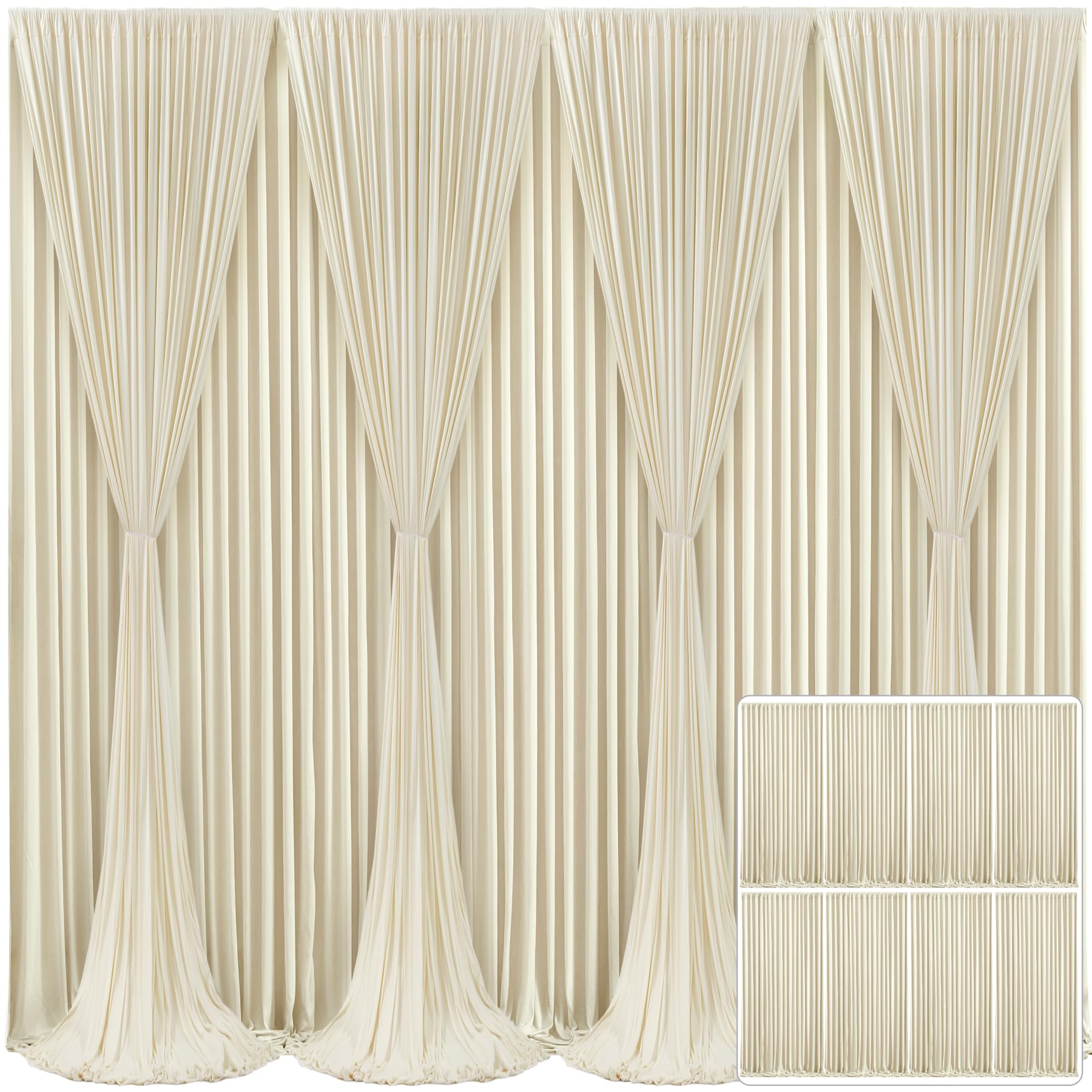 Photo 1 of 8 Panels Beige Backdrop Curtain for Wedding Parties Wrinkle Free Beige Photo Curtains Backdrop Drapes Fabric Decoration for Baby Shower Photography 40ft(W) x 10ft(H)