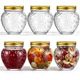 Suclain 6 Pcs Canning Jars 13.5 oz Clear Glass Spice Fruit Jars with Airtight Lids for Storing Jams, Jellies, Spices, Honey, and Other Food Products (Strawberry)