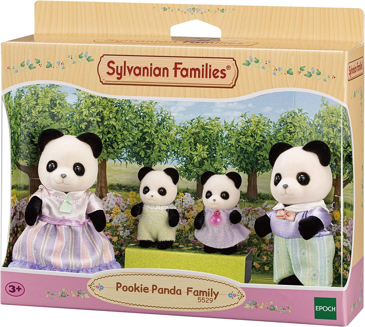 Sylvanian Families Pookie Panda Family - dollhouse playset 5529, Yellow, Purple