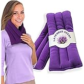 SunnyBay Lavender Heating Pad, Neck and Shoulder Wrap, 26x6 inch, Purple | Moist Heat, Real Lavender Scent Releases As It Warms, Flaxseed Fill, Warm or Freeze
