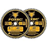 FOXBC 6-1/2 inch Circular Saw Blade 40T 60T Combo Pack, Ultra Fine Finish for Wood Cutting, Thin-Kerf with 5/8" Arbor