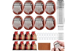 Lukmaa 8 Set 8 Keys Mini Kalimba Piano Finger Piano Thumb Piano 8 Study Instruction 16 Finger Protector 8 Cleaning Cloth 8 Lanyard 8 Chains 8 Bags for Christmas Gift Kids Adults Beginners (Classic)