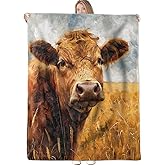 Brown Cow Farm Throw Blanket Gifts for Women Girls Kids Adults, 50x60 in, Flannel Blankets for Bedroom, Camping, Couch, Room Decor, Fuzzy Warm Cozy Soft