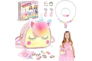 Toys for 3-8 Year Old Girls,Topunny Unicorn Bag with Jewelry Set Unicorn Toys for Girls Sweet Princess Toddler Christmas Birt