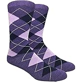 Men's FineFit Arygle Dress Trouser Socks Assorted Colors - You Choose! (Heather Purple)