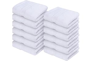 Utopia Towels [12 Pack Premium Wash Cloths Set (12 x 12 Inches) 100% Cotton Ring Spun, Highly Absorbent and Soft Feel Essential Washcloths for Bathroom, Spa, Gym, and Face Towel (White)
