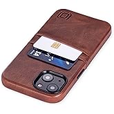 Dockem Wallet Case for iPhone 13 with Built-in Metal Plate for Magnetic Mounting & 2 Credit Card Holder Pockets: Exec M2, Premium Synthetic Leather (6.1" iPhone 13, Brown)