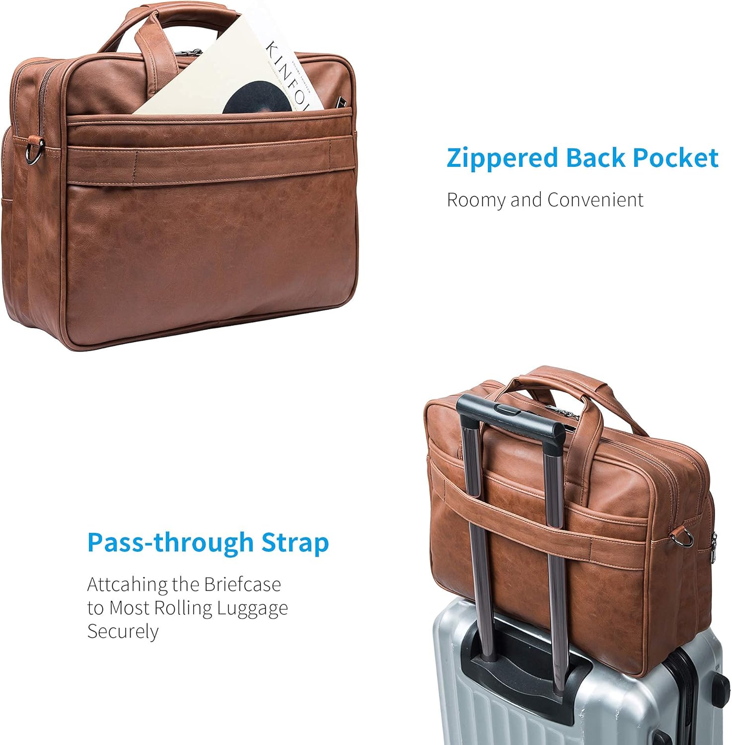 Leather Laptop Bag, Men's 15.6 Inches 17.3 Inches Messenger Briefcase Business Satchel Computer Handbag Shoulder Bag: Shoes