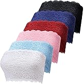 Geyoga 6 Pieces Floral Lace Bralette Bandeau Bra for Women Girl Seamless Strapless Stretchy Tube Top