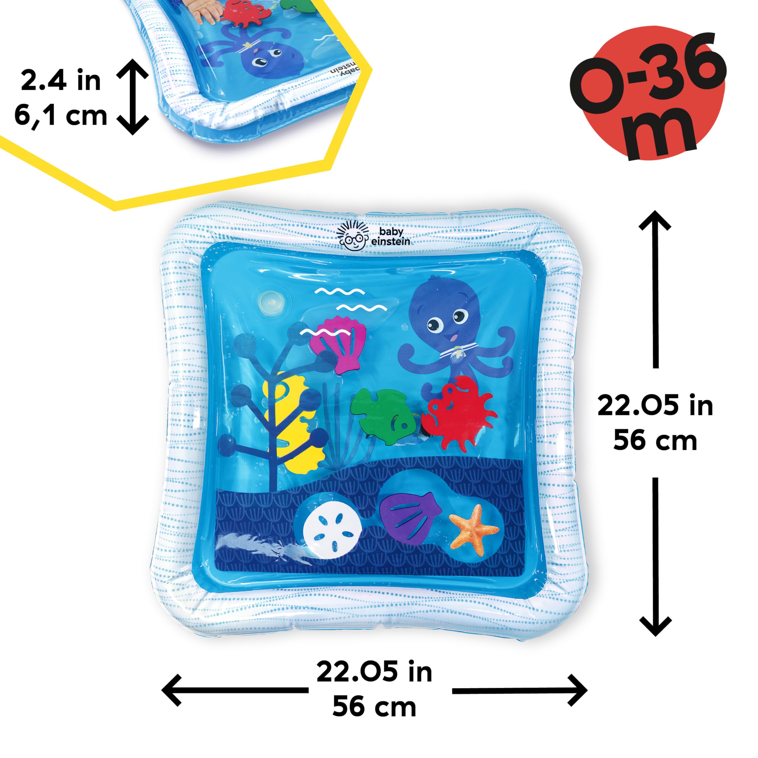 Baby Einstein Opus's Ocean of Discovery Water Play Mat, Mess-Free Activity & Sensory Toy, Opus the Octopus, Blue, Newborn +