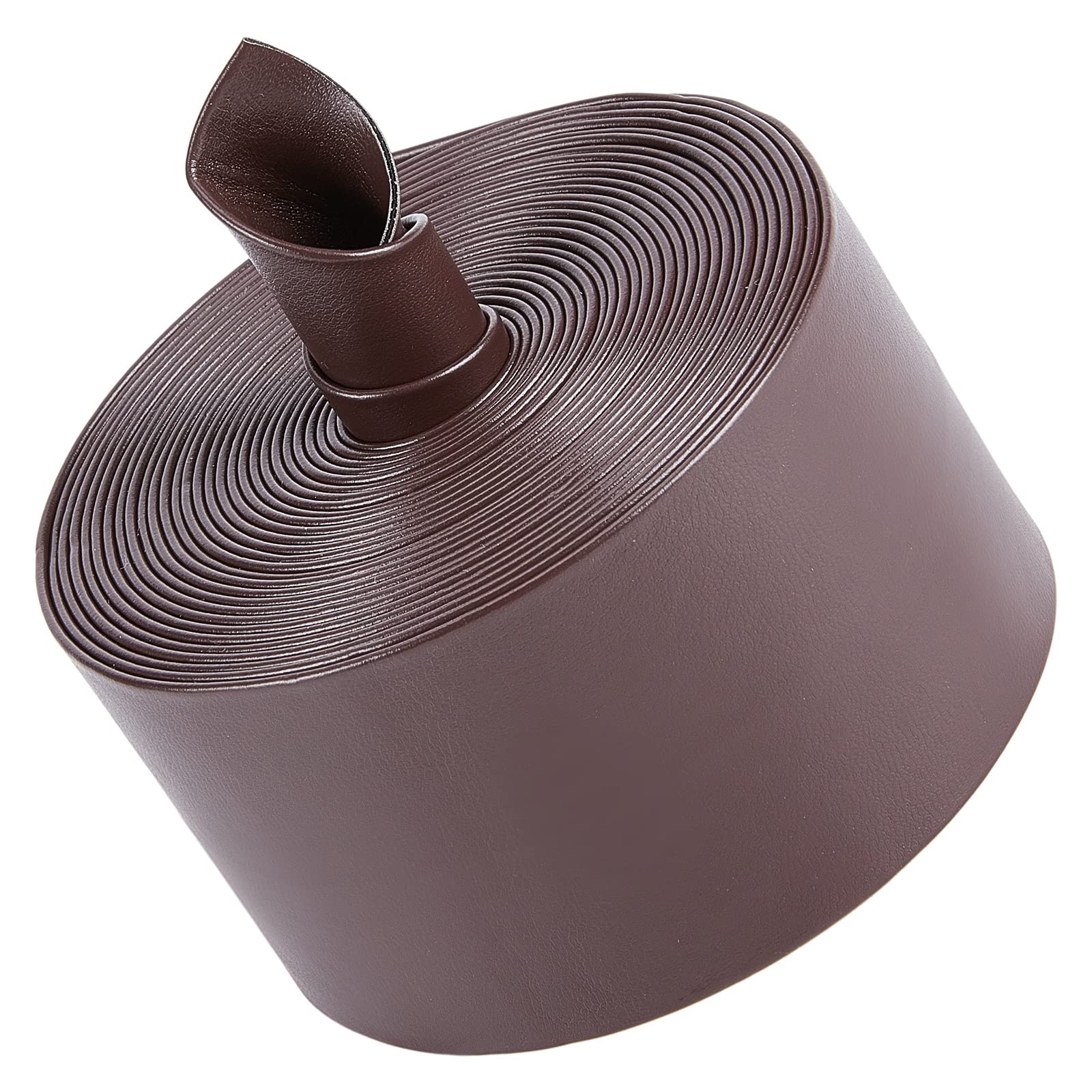 GORGECRAFT 2 Inch Wide Leatherette Strap 5m Long Leather Trimming Tape Foldover Leather Strips Lychee Grained Imitation Flat Leather Cord String for DIY Sewing Seaming Hemming Crafts, Coconut Brown