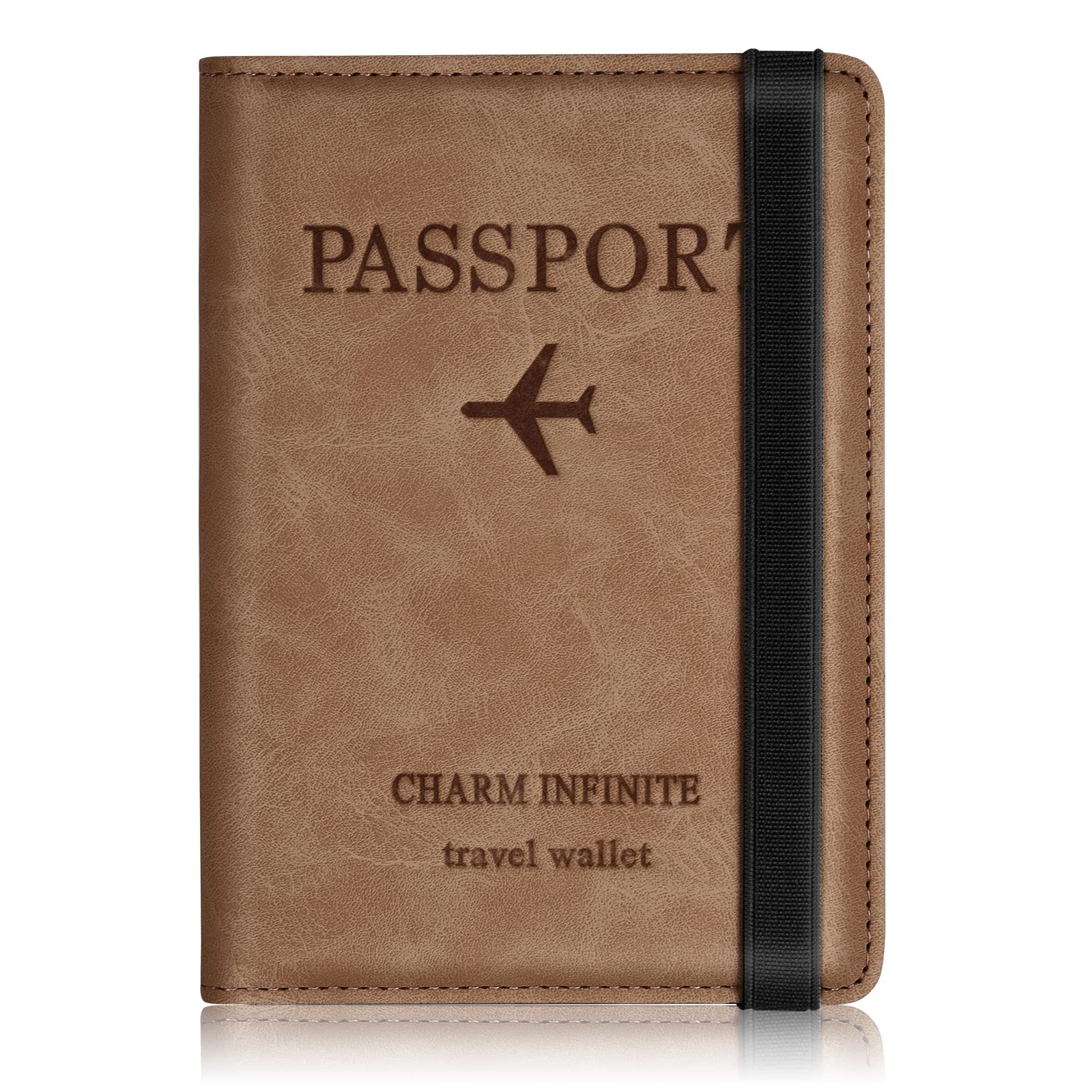 Toctax Passport Holder Cover, PU Leather RFID Travel Wallet Case Organiser Accessories, UK Passport Cover for Passport, Business Cards, Credit Cards, Boarding Passes (Brown)