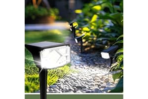 AUDERWIN Solar Spot Lights Outdoor, Solar Lights Outdoor Waterproof IP65, Compact Design, Landscape Spotlights for Garden Tree Yard House Pathway Decorations, 6 Pack, Cool White