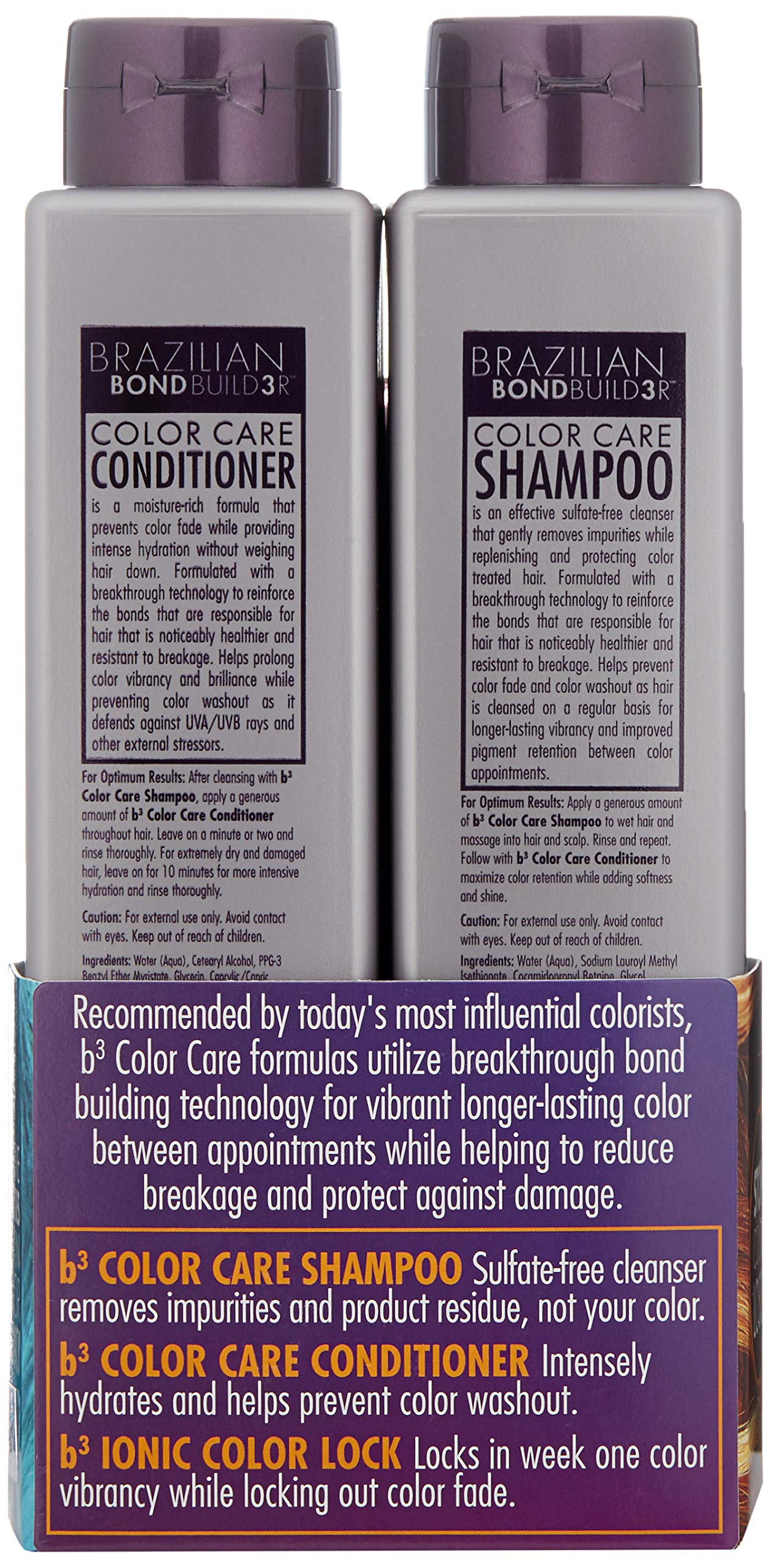 B3 Brazilian Bondbuilder Color Care Shampoo & Conditioner with Color Lock,28.75 fl oz.(3 Count)