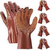 Teenyyou 4 Pairs Sewer Gloves Non Slip and Reusable PVC Gloves Abrasion Resistant Drain Cleaning Gloves Waterproof Safety Plu