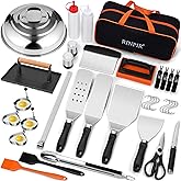 RINPIR 42pcs Griddle Accessories Kit for Blackstone, Flat Top Grill Spatula Set with Enlarged Spatulas, Melting Dome and Burg