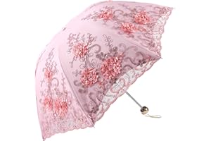 Honeystore Vintage Lace UV Sun Parasol Folding 3D Flower Embroidery Umbrella