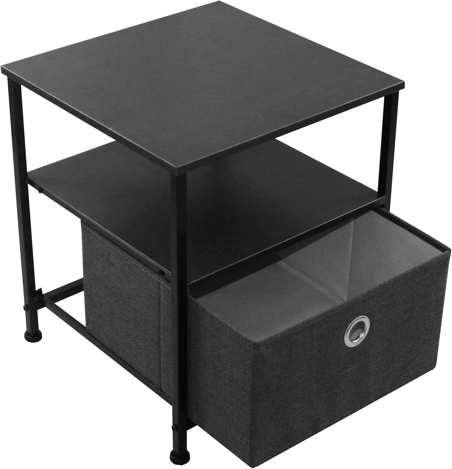 Sorbus Nightstand 1-Drawer Shelf Storage- Bedside Furniture & Accent End Table Chest for Home, Bedroom, Office, College Dorm, Steel Frame, Wood Top, Easy Pull Fabric Bins (Black/Charcoal): Kitchen & Dining