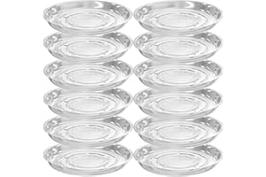12 Packs 10 Inches Large Clear Plant Saucers for Indoor Outdoor Use Heavy Duty Plastic Plant Trays for Planter Flower Pot Dri