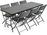 CHRISTOW Garden Table and Chairs Set 6 Seater Rattan Effect Folding Patio view 2