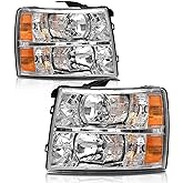 AXLAHA for 2007-2014 Chevy Silverado Headlights Chrome Housing | Fits 2007-2013 Silverado 1500, 2007-2014 Chevy Silverado 2500/3500, W/O Bulbs,OE 25962804/25962805