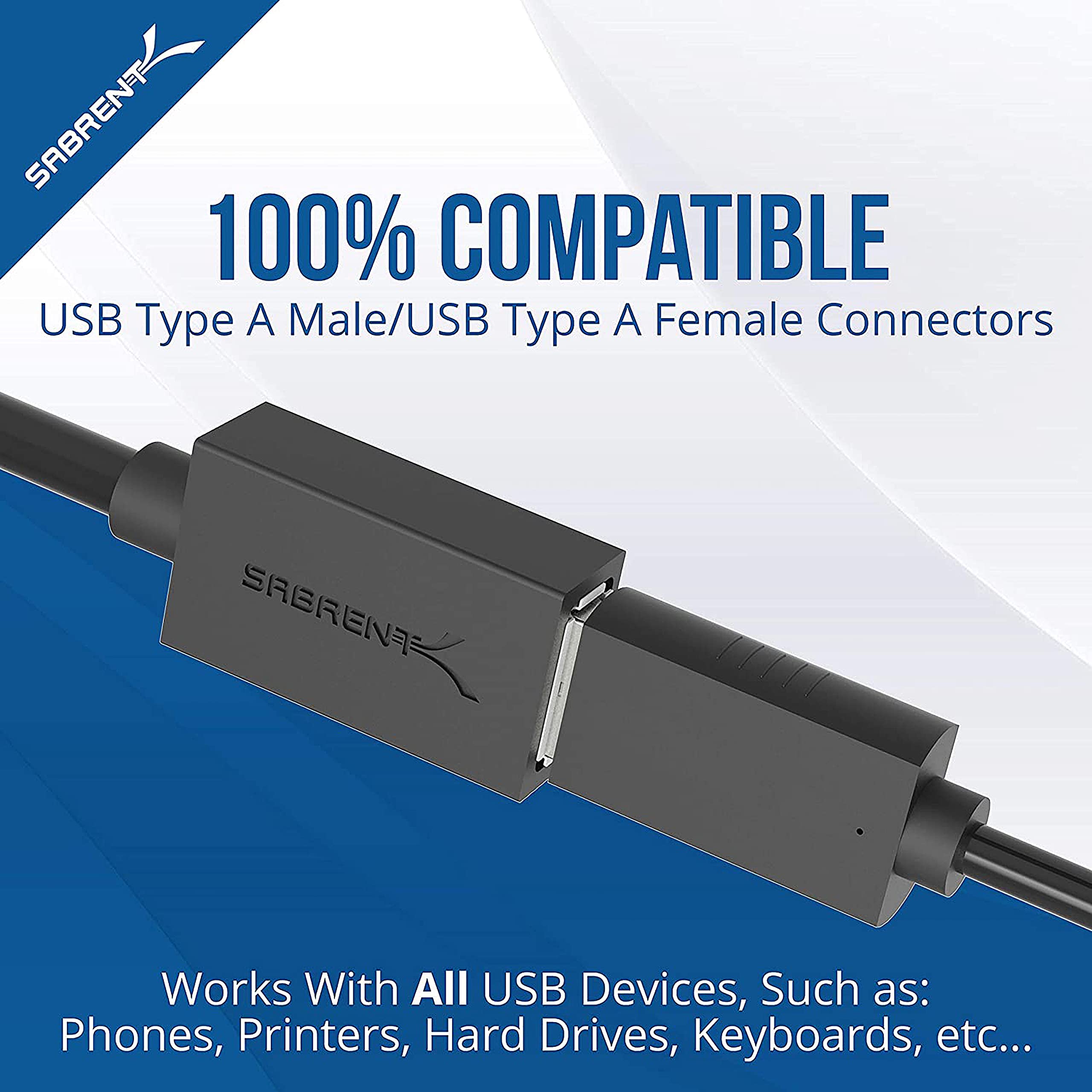 SABRENT 22AWG USB 3.0 Extension Cable - A-Male to A-Female [Black] 10 Feet (CB-3010)