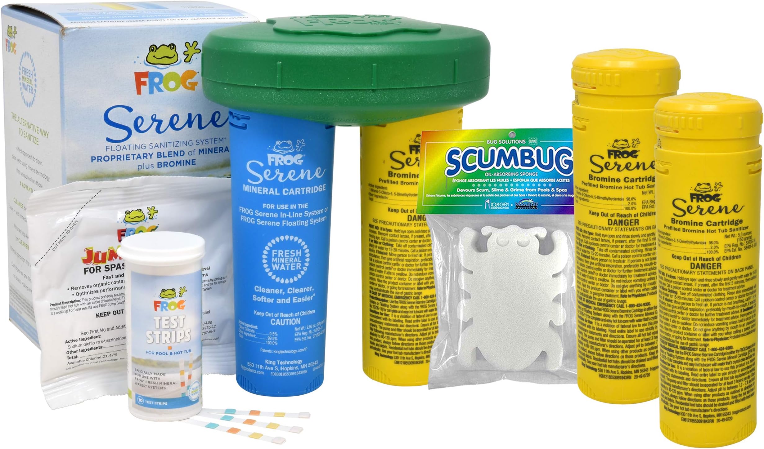 King Technology SPA Frog Cartridge Kit, 01143883 Spa Frog Floating System Bundled with Floating Buoy Üben Pool Thermometer