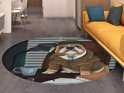 Amazon Com English Bulldog Round Rug Kid Carpet Traditional