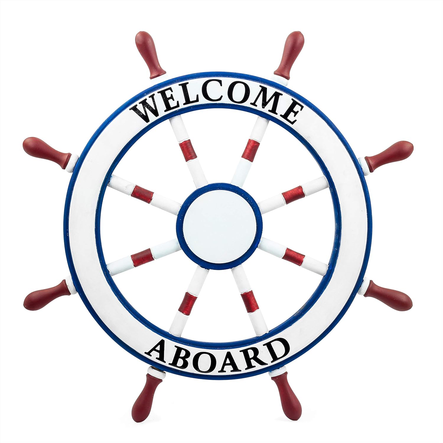 Amazon.com: 24 Inch Wood Nautical "Welcome Aboard " Sign Wall Garden Decor Ship Steering Wheel: Furniture & Decor