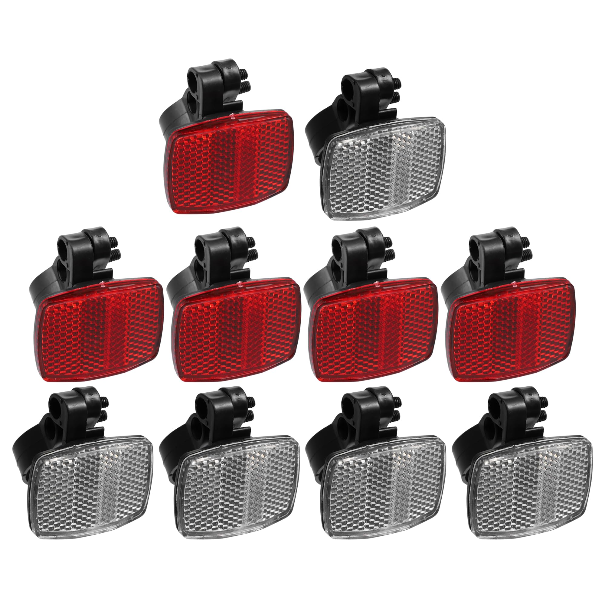 X AUTOHAUX 10pcs Bicycle Front Rear Reflector Kit Mountain Bike Red and White