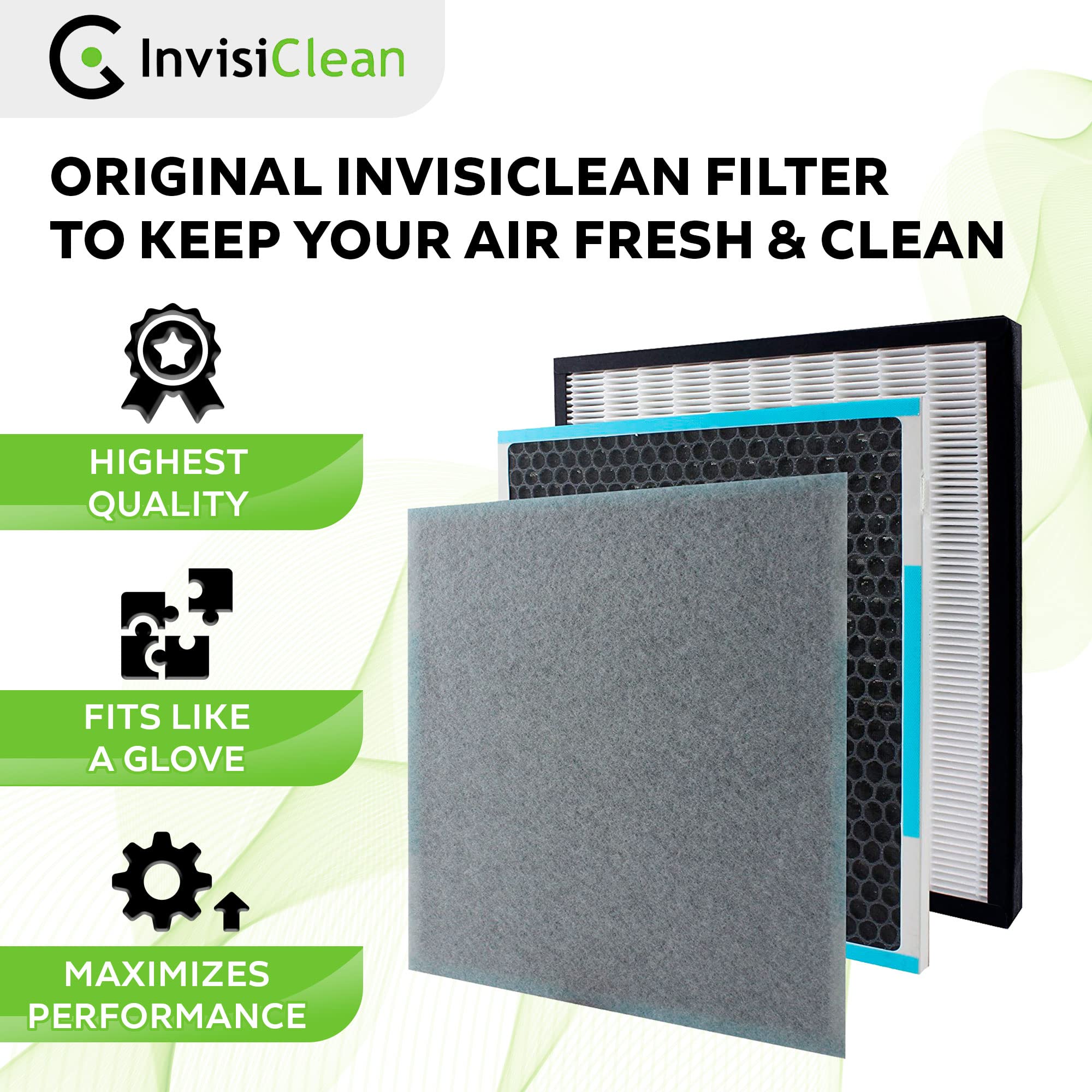InvisiClean True HEPA/Activated Carbon Replacement Filter - Genuine Filter for InvisiClean Aura IC-5018 and Sensa IC-5120 Air Purifiers