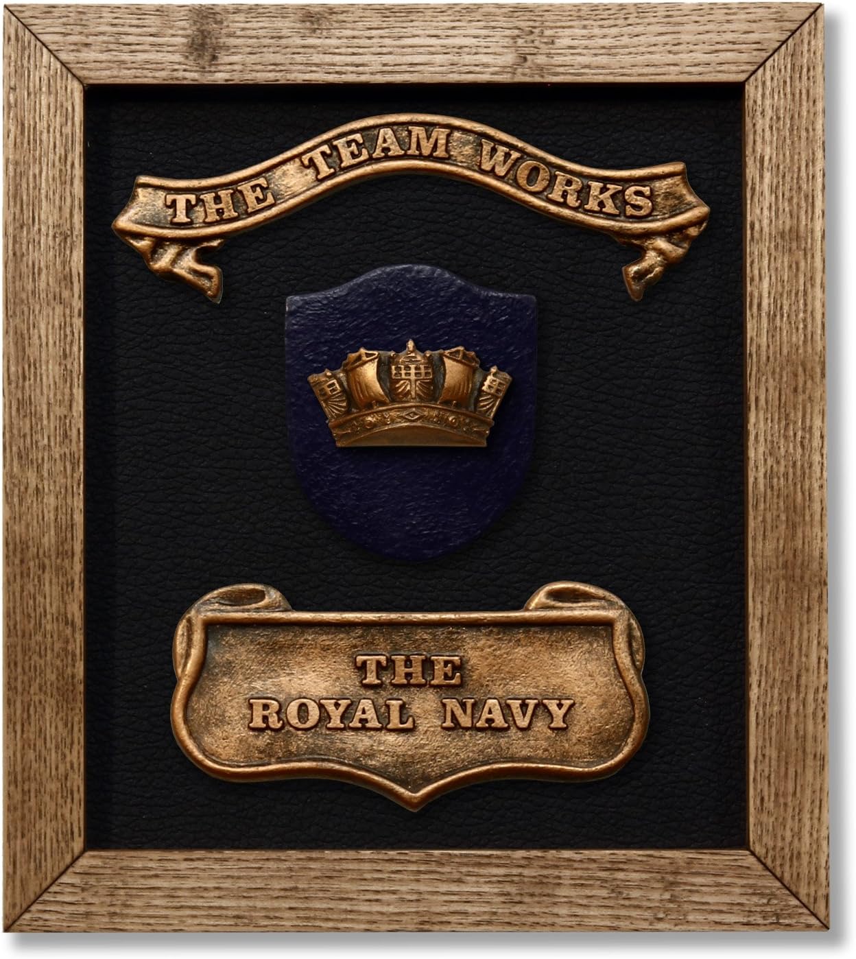 Kerr Characters Royal Navy (British Army) – Solid Oak Framed Royal Navy Plaque with Official Badge and Motto. British Military Gift/Present/Momento