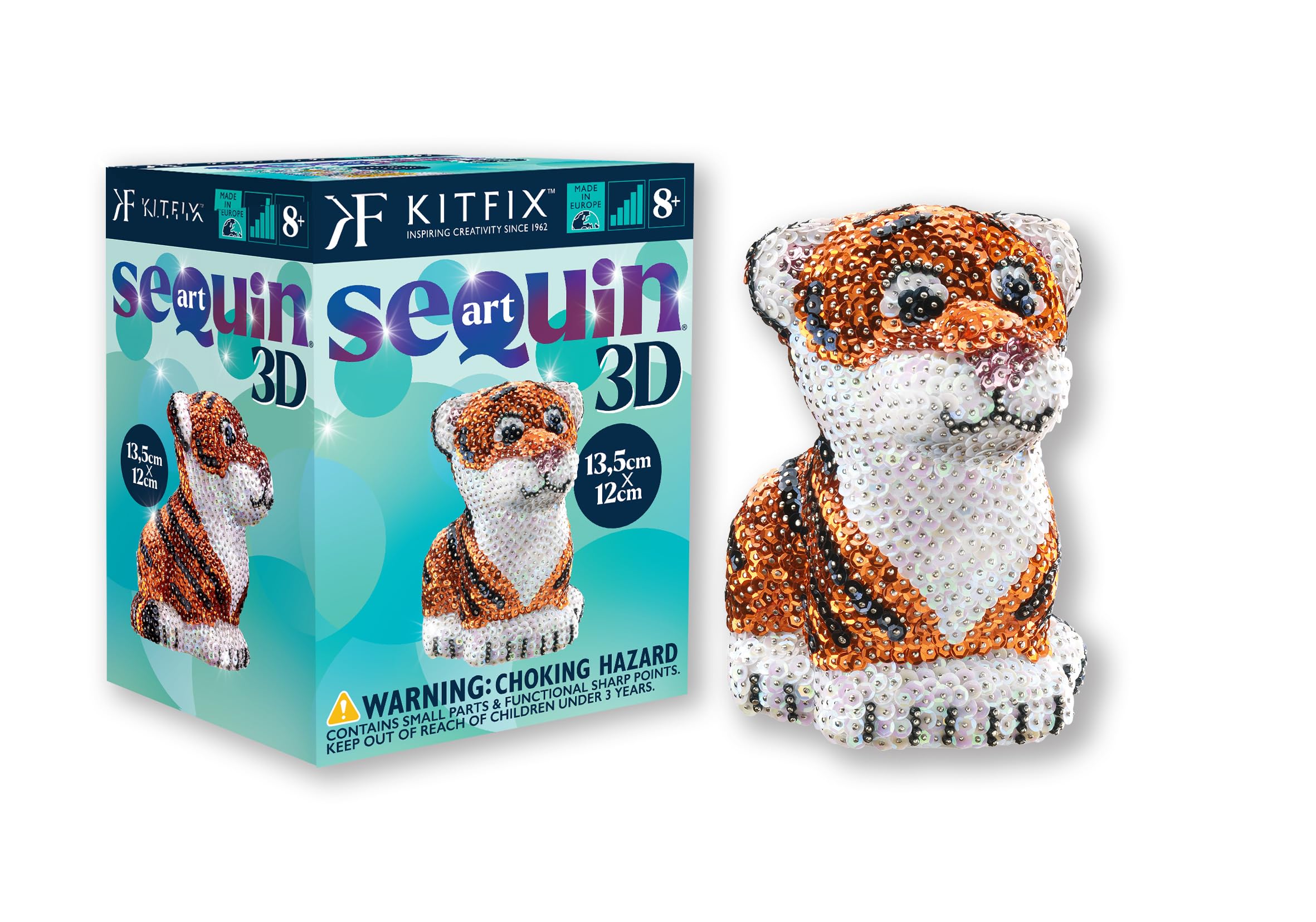 Kitfix - Sequin Art 3D - Creative Set - Craft Kit for Adults, Teenagers and Children Aged 8+ (Tiger) — image 1