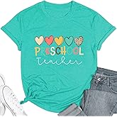 Preschool Teacher Shirts for Women Kindergarten Inspirational Letter Print Special Education Shirts Crew Neck Tee Tops