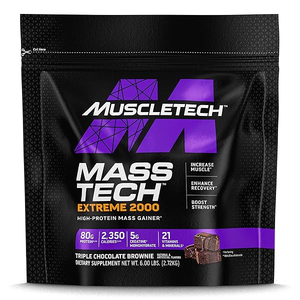 MUSCLETECH HIGH-PROTEIN MASS GAINER (TRIPLE CHOCOLATE BROWNIE, 6LB)...