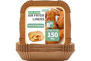 Air Fryer Liners 150 Pcs Disposable Parchment Paper Liners – Nonstick Oil Proof Air Fryer Paper for Easy Cleanup – 8 Inch Squ