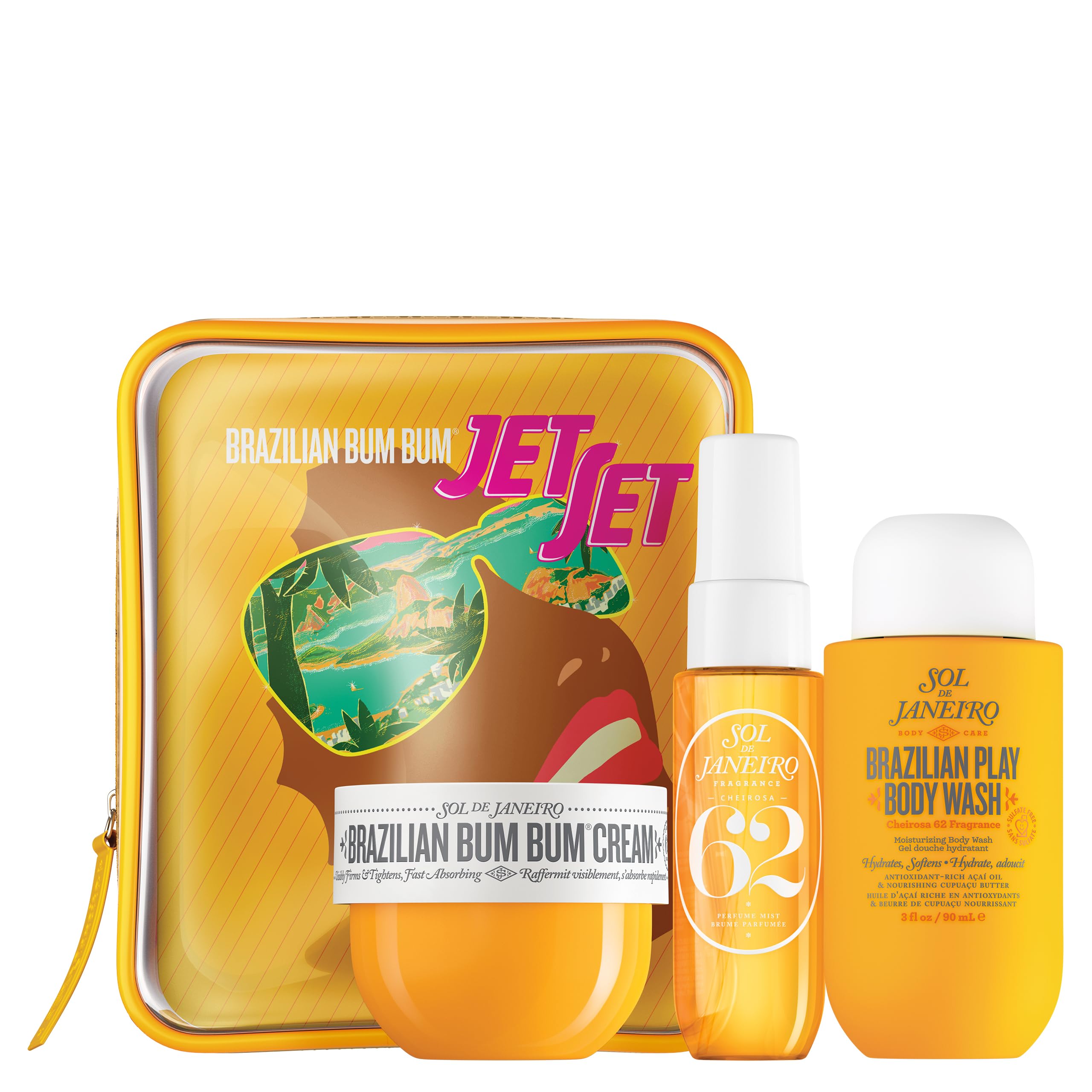 Sol de Janeiro Jet Set - Travel Size Body Care Kit - Beauty Gift Sets - Trial Set Body Wash, Cream & Mist