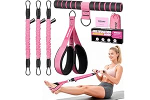 KUZARO Upgraded Multifunction Pedal Resistance Band with Handle, 3 Tube Adjustable Resistance Bands for Abdomen, Waist, Arm, 