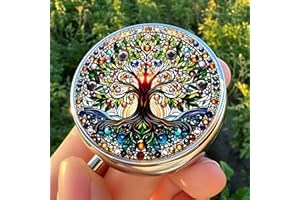 Stylish Tree of Life Vibrant-Themed Pill Box with 3 Compartments – Compact and Durable Organizer for Supplements and Medicati