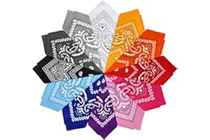 CHRORINE 12 Pcs Bandanas Face Scarf Headband Handkerchiefs Neck Scarf For Women Men Outdoor Sport
