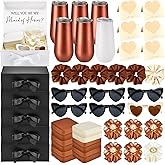 Naozinebi 44Pcs Bridesmaid Proposal Gifts 6 Set Bridesmaids Boxes Bulk Will You Be My Bridesmaid Gifts Include Decorative Boxes Glasses Invited Cards Scrunchies for Bridal Shower Wedding Bachelorette