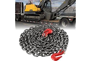 BEAMNOVA 3/8 Inch 20Ft Tow Chains, 7100lbs Working Load, Grab Hooks, Heavy Duty Trailer Safety Chain, Grade 80 Log Chain, Towing Accessories for Trucks Car Vehicle, Binder Recovery Chain
