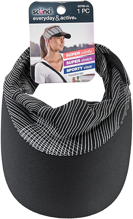 Scunci Tie Back Sporty Visor Head Wrap, Black/White by Scunci Amazon