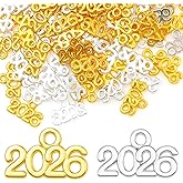 100pcs 2026 Year Charms - Mini 2026 Signet Charms, Gold & Silver Graduation Tassel-Pendants for DIY Jewelry Making, Alloy Tiny Ornament Charm Graduation Decor for Necklace Bracelet (0.51x0.32 Inch)