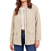 Tankaneo Womens Barn Jackets Fall Safari Trench Coat with Pockets | Color Block, Vintage, Zip Up, Daily, Outdoor Jackets
