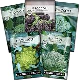 Sow Right Seeds - Broccoli Seed Collection for Planting Vegetable Garden | Includes Waltham, Romanesco, and more. Plant cold hardy non-GMO heirloom varieties for home outdoor gardening spring or fall.