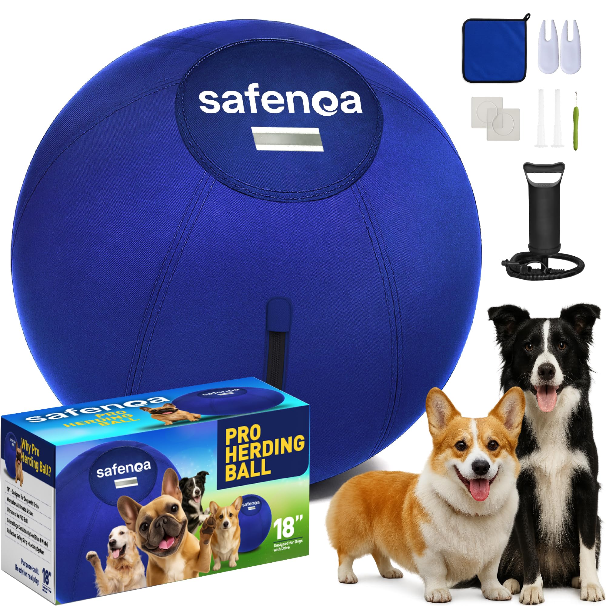 Photo 1 of 18” Herding Ball for Dogs - Dog Herding Ball with Reflective Tape for Interactive Play, Upgraded Reinforced Shell for Outdoor Training, Herding Ball for Australian Shepherd & Other High-Energy Breeds
