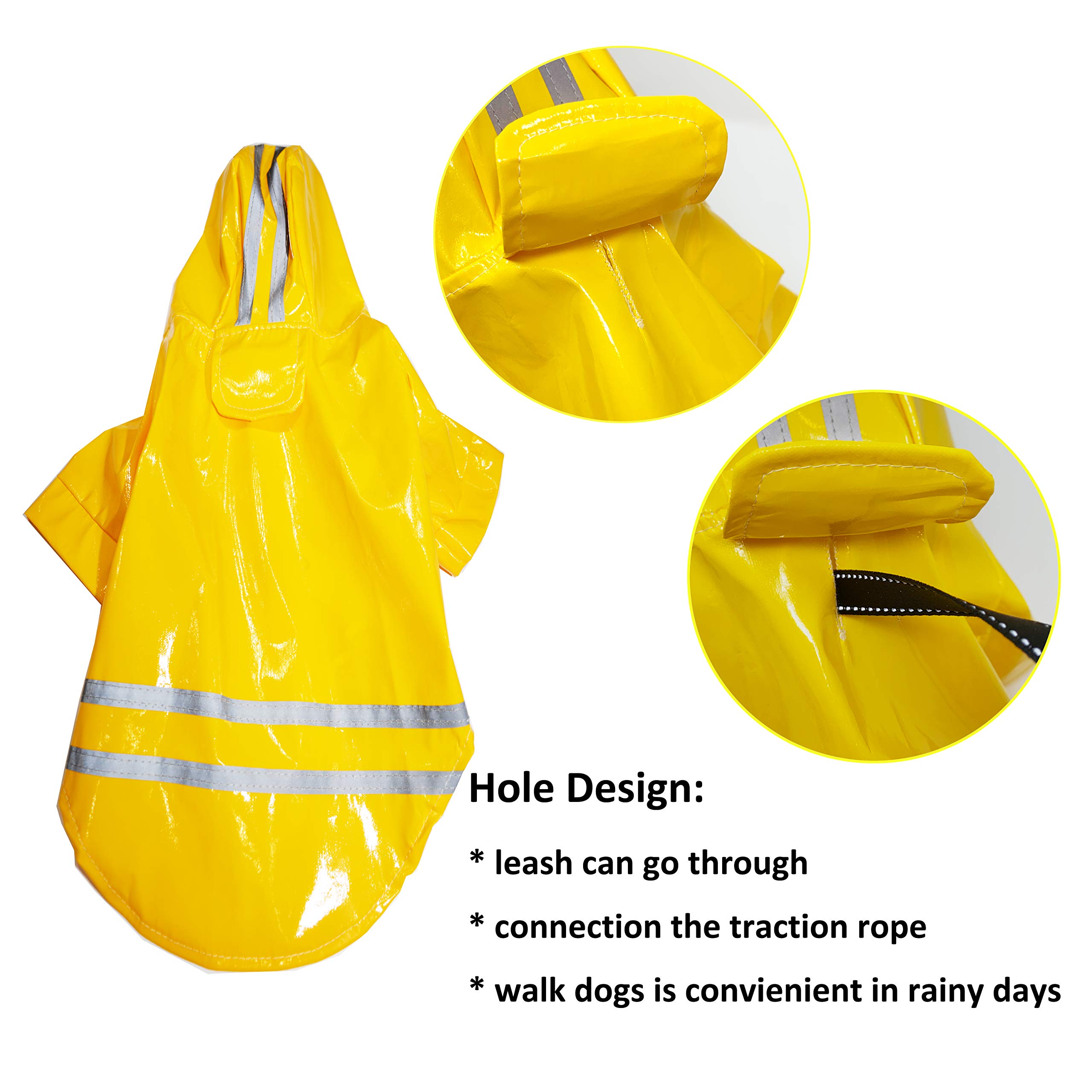 Cutie Pet Dog Raincoat Waterproof Coats for Dogs Lightweight Rain Jacket Breathable Rain Poncho Hooded Rainwear with Safety Reflective Stripes (L, Yellow)